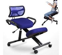 MYEBP Ergonomic Kneeling Chair Kneeling Stool With Back Support High Adjustable Stool With Roller For Home And Office, Improve Your Posture With An Angled Seat Thick Comfortable Cushions