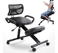 MYEBP Ergonomic Kneeling Chair Kneeling Stool With Back Support High Adjustable Stool With Roller For Home And Office, Improve Your Posture With An Angled Seat Thick Comfortable Cushions