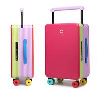 MYER Multi-color Dopamine Wide Handle Carry on Zipperless Hard Side Luggage 22x14x9 Airline Approved with Changer 20 Inch Carryon Travel Suitcases with Spinner Wheels, Colorful Dopamine-themed, 20