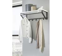 myers wooden wall hung 5 hooks coat rack in grey and white