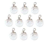 [Myetoggt] 10pcs Craft Jewelry Craft Jewelry Small Glass Jar Wish Jar with Silver Flower Hat