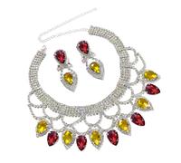 [Myetoggt] Elegant Rhinestone Necklace Earrings Set, Handmade Introduction for Special Occasions and Daily Wear