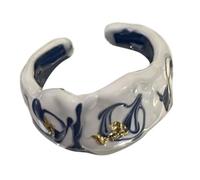 Myetoggt Hand Painted Drip Oil and Gold Foil Ceramic Festival Fashion Lovers Open Ring