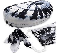 MyEyeglassCase Hard Sunglasses case - Women Glasses Case Holder - Large Durable Eyeglass Case Hard Shell with Pouch & Cloth, Tie Dye White Black, M L