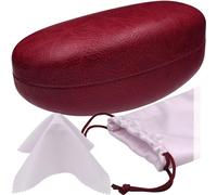MyEyeglassCase® Large Hard Sunglasses Case | fits Large curved Sunglasses, with microfiber bag and cleaning cloth, Cranberry Burgundy, X-Large