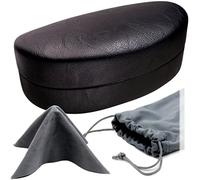 MyEyeglassCase - Large Sunglasses Case - Glasses Holder with Pouch & Cloth - Eyeglass Hard shell Medium - Extra Large frames, As517 Xl Black, XL