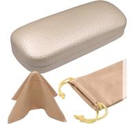 MyEyeglassCase Women's Hard Eyeglass Case | Protective Hard Shell Glasses Case with Pouch and Cloth, 2-as126 Pearl Cream, S