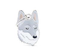 MyFamily Personalized Dog ID Tag Made in Italy, Czech Wolf, Free Engraved Dog ID Tag, Hand Enameled Metal, Friends Collection, 24x38mm