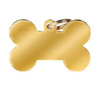 MyFamily Personalized Pet ID Tag Made in Italy, XL Bone, Free Engraving, Golden Brass, Basic Collection, 48X31 mm