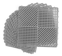 MYFAMIREA Modular Interlocking Cushion 12 Pack 11.8" x 11.8" Rubber Floor Tiles Non-Slip Splicing Drainage Mats for Deck, Pool, Shower, Patio, Balcony, Bathroom, Kitchen, Yard (Diagonal, Gray)