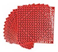 MYFAMIREA Modular Interlocking Cushion 12 Pack 11.8" x 11.8" Rubber Floor Tiles Non-Slip Splicing Drainage Mats for Deck, Pool, Outdoor Shower, Patio, Balcony, Indoor Bathroom, Kitchen, Yard (Red)