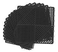 MYFAMIREA Modular Interlocking Cushion 12 Pack 11.8" x 11.8" Rubber Floor Tiles Non-Slip Splicing Drainage Mats for Deck, Pool, Shower, Patio, Balcony, Bathroom, Kitchen, Yard (1 Rows Dots, Black)