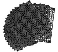 MYFAMIREA Modular Interlocking Cushion 18 Pack 11.8" x 11.8" Rubber Floor Tiles Non-Slip Splicing Drainage Mats for Deck, Black