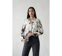 MyFashion Women's Abstract Print Button-Up Shirt in Light Brown | Size: Medium MyFashion Light Brown M