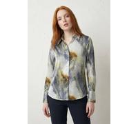 MyFashion Women's Abstract Print Buttoned Long Sleeve Shirt in Grey | Size: Medium MyFashion Grey M