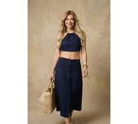 MyFashion Women's Cotton Viscose Linen Two-Piece Coord in Navy | Size: Medium MyFashion Navy M