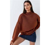 MyFashion Women's Oversized Half Turtleneck Knit Sweater in Walnut MyFashion Walnut One Size