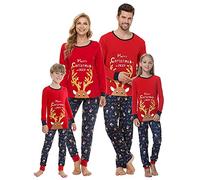 MyFav Christmas Pyjamas Family Xmas Pjs Set Comfy Holiday Sleepwear Outfits for Men Women Girls Boys (Deer,Women,L)