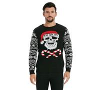 MyFav Men's Christmas Jumper Ugly Knitted Xmas Sweater Santa Skull Novelty Holiday Casual Pullover Knitwear Tops,Black,3XL