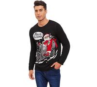 MyFav Men's Christmas Ugly Jumper Santa Claus Funny Knitted Pullover Sweater Classic Long Sleeve Vintage Ribbed Xmas Knitwear,Santa Claus,XL