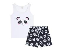 MyFav Pyjama Set for Women Cute Panda Print Sleepwear Tank Tops and Shorts Nightwear Soft Lounge Sets Loungewear,White Panda,L