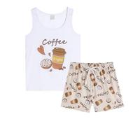MyFav Women Sleepwear Sleeveless Pjs Tank Top and Shorts Pyjama Set Chic Scoop Neck Nightwear Outfit,White,M