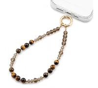 MyfavoriteK Gemstone Phone Charm for Women, Beaded Wrist Strap with Tether Tab, Detachable Hands-Free Cell Lanyard, Cute Mobile Wristlet for Keys, Bags and Cases (Tiger's eye)
