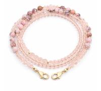 MyfavoriteK Natural Gemstones Glasses Holders Cute Eyeglasses Chain for Women Beaded Lanyard for Sunglasses Glasses Chain, Pink Zebra Stone, 29"