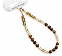 MyfavoriteK Natural Stones Cute Phone Charm Detachable Phone Strap Hook Hands-Free Phone Wrist Strap Cell Phone Lanyard for Women - Iphone Accessories Keychain, Golden Tiger’s Eye, 6.0 Inches