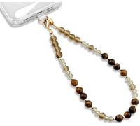 MyfavoriteK Natural Stones Cute Phone Charm Detachable Phone Strap Hook Hands-Free Phone Wrist Strap Cell Phone Lanyard for Women - Iphone Accessories Keychain, Golden Tiger’s Eye, 6.0 Inches