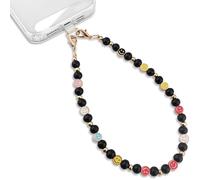 MyfavoriteK Smiley Cute Phone Charm Detachable Beaded Wrist Strap for iPhone Hands-Free Phone Wristlet Lanyard for Women, 6.0 Inches, Wood and metal alloy, No Gemstone