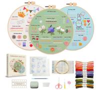 Myfelicity Embroidery Kit with Video Tutorial - Learn 33 Stitch Techniques, Water-Soluble Transfer Paper & Pen, Customize Bags, Hats & Clothes