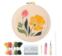 Myfelicity Punch Needle kit,Punch Needle Embroidery Kit - All-in-One Complete Starter Set with Needles, Thread, Cloth & Tutorial Guide for DIY Home Decor & Handmade Crafts(Yellow-1)