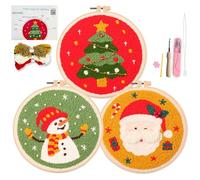 Myfelicity Punch Needle Kit, Punch Needle Kits Adults Beginner,Father Christmas and Christmas Tree Patterns, Complete with a Few Beads!