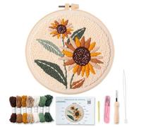 Myfelicity Punch Needle kit,Sunflower Design Starter Set with Threads, Needle, and Fabric, Perfect for Handmade Crafts & Home Decor.