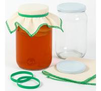 myFERMENTS - Kefir & Kombucha Starter Kit | 2L Glass Jars with Airtight Lids | Wide Mouth for Easy Fermentation | Includes Muslin Cloths & Rubber Bands, Transparent, Glass