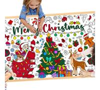 MYFEST Christmas Coloring Tablecloth 30x72 inches, Thick and Jumbo Christmas Coloring Poster/Banner for DIY Painting Activities or Developmental Games, Drawing Paper Crafts for Xmas Party Decorations