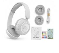 myFirst CareBuds Max Wireless Over-Ear Headphones for Kids with Built-In Mic, Smart Transparency Mode, Touch Controls, 85dB Vol Lmt, Lightweight and Durable for Boys and Girls (Mist White)