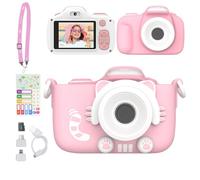 myFirst Kids Camera 3 Full HD 16MP Front HD Digital Camera and Selfie & Macro Lens Memory Card Storage up to 32GB, Kids Digital Video Camera Includes Shockproof Case,Pink