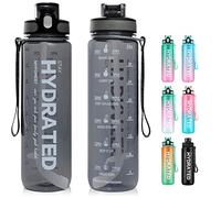 MYFOREST 1000ml/32oz Sports Water Bottle, Time Marker for Motivational Hydration, Drop-proof, BPA-free, Wide Mouth for Easy Clean: Cold/Hot/Carbonated/Cider