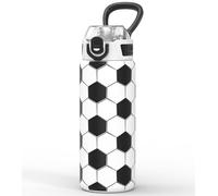 MYFOREST 24oz/700ml Insulated Sport Water Bottle, Odor-Free Surgical-Grade Liner, Quick-Open Lid for Gulp/Sip, for Daily/Travel/Gym/Office/Fan Gift (Football)