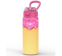 MYFOREST 24oz/700ml Insulated Sport Water Bottle, Odor-Free Surgical-Grade Liner, Quick-Open Lid for Gulp/Sip, for Daily/Travel/Gym/Office/Gift (Strawberry Ice Cream)