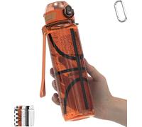 MYFOREST 34oz/1L Sport Water Bottle, Light Tritan, Quick-Open Gulp Lid/Straw 2-in-1, Leak-Proof, Dishwasher-Safe, BPA-Free, Drop-Resist & Scratch-Resist for Travel/Gym/Office/Fan Gift (Basketball)