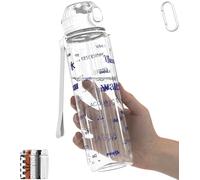 MYFOREST 34oz/1L Sport Water Bottle, Light Tritan, Quick-Open Gulp Lid/Straw 2-in-1, Leak-Proof, Dishwasher-Safe, BPA-Free, Drop-Resist & Scratch-Resist for Travel/Gym/Office (Words for Water)