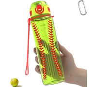 MYFOREST 34oz/1L Sport Water Bottle, Light Tritan, Quick-Open Gulp Lid/Straw 2-in-1, Leak-Proof, Dishwasher-Safe, BPA-Free, Drop-Resist & Scratch-Resist for Travel/Gym/Office/Fan Gift (Softball)