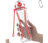 MYFOREST 34oz/1L Sport Water Bottle, Light Tritan, Quick-Open Gulp Lid/Straw 2-in-1, Leak-Proof, Dishwasher-Safe, BPA-Free, Drop-Resist & Scratch-Resist for Travel/Gym/Office/Fan Gift (Baseball)