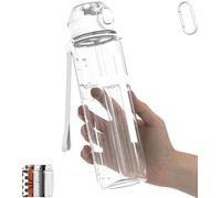 MYFOREST 34oz/1L Sport Water Bottle, Light Tritan, Quick-Open Gulp Lid/Straw 2-in-1, Leak-Proof, Dishwasher-Safe, BPA-Free, Drop-Resist & Scratch-Resist for Travel/Gym/Office/Church (Clear. Cross)