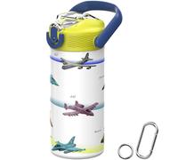 MYFOREST 400ml/14oz Insulated Kids Water Bottle, Odor-Free Surgical Grade Liner, Dishwasher-Safe, Name Spot, Soft Sipper (Block Guardians: Air)