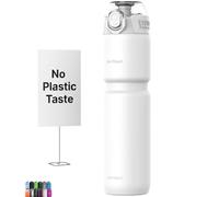 MYFOREST Insulated Bike Water Bottle, Odor-free Liner, 24oz 700ml | All-beverage Friendly, 14+ Hrs Cold, Quick-open & Dirt-proof Lid, Extra Grip for Rough Trails, (Matte White)