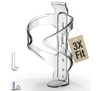 MYFOREST Substantial Weighted Bike Water Bottle Holder Kit, 3 Adjustable Mounting Positions, Optimized Size for High-End Metal Bottle & Universal Fit too, with Tools (Crystal Clear)